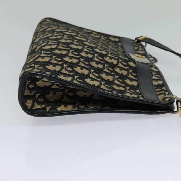 Christian Dior Trotter Canvas Shoulder Bag Navy Gold Auth 120603 - Picture 5 of 16